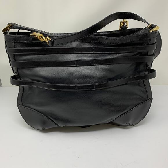 Burberry Bridle Dutton Hobo Bag Leather Double Belted Gold Buckle Black - Picture 7 of 15